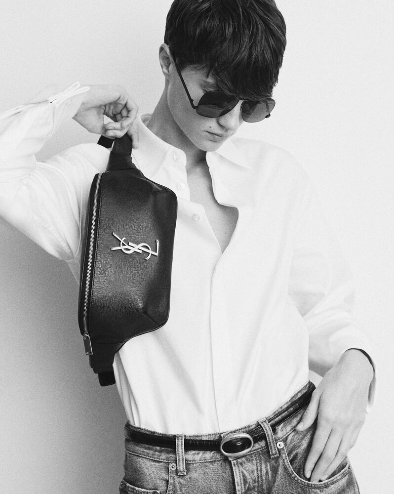 Zippered belt bag decorated with CASSANDRE and featuring an adjustable belt. | Saint Laurent Inc. (Global)