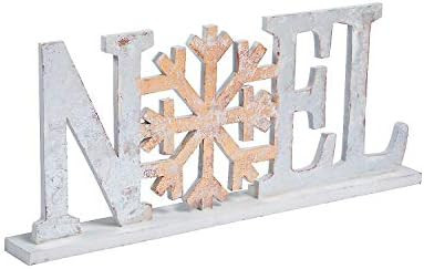 Wooden Noel Tabletop Sign (silver and features a large gold snowflake) Christmas Home Decor | Amazon (US)