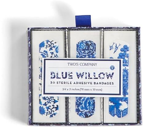 Two's Company 53560 Blue Willow Bandages in Gift Box,30 Pieces,3-inch Length,Plastic,White | Amazon (US)