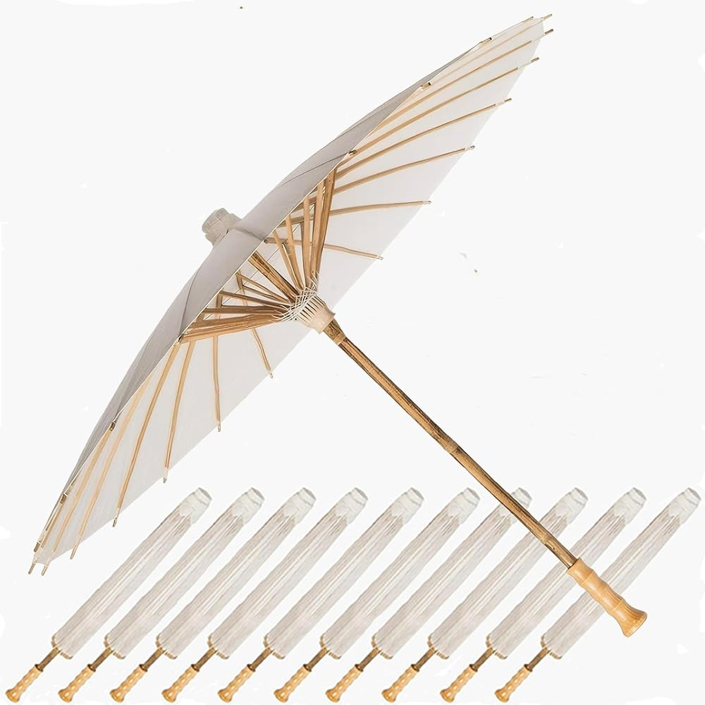 33''Paper Umbrellas for Weddings bamboo Handle Parasol Umbrella Decorative for sun Handmade Oil P... | Amazon (US)