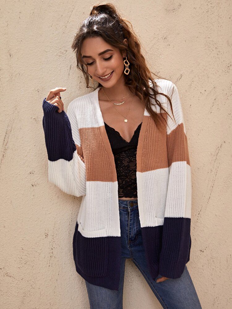 Cut And Sew Dual Pockets Cardigan | SHEIN