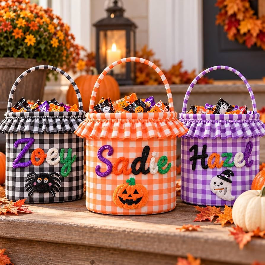 Personalized Halloween Basket Custom Name Embroidery Trick or Treat Bag | Amazon (US)