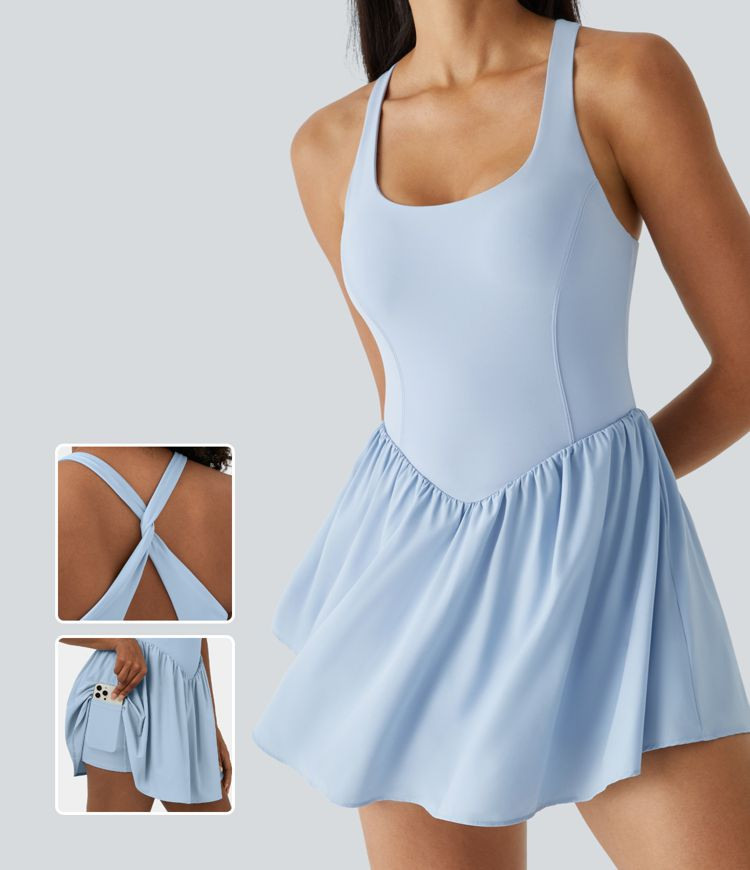 Breezeful™ Backless Corset 2-in-1 Pocket Mini Quick Dry Flowy Pickleball Active Dress | HALARA