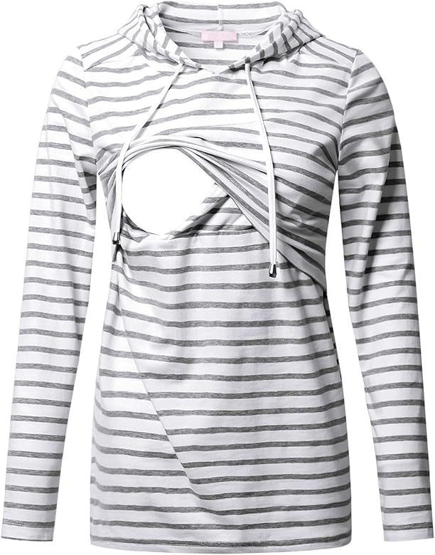 Bhome Nursing Hoodie Long Sleeves Shirt Casual Breastfeeding Top Sweatshirt | Amazon (US)