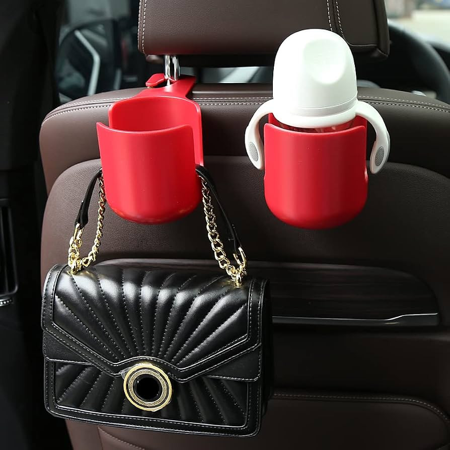 Movecup Car Seat Headrest Hook Hanger Storage Organizer Universal with Cup Holder for Handbag fit... | Amazon (US)