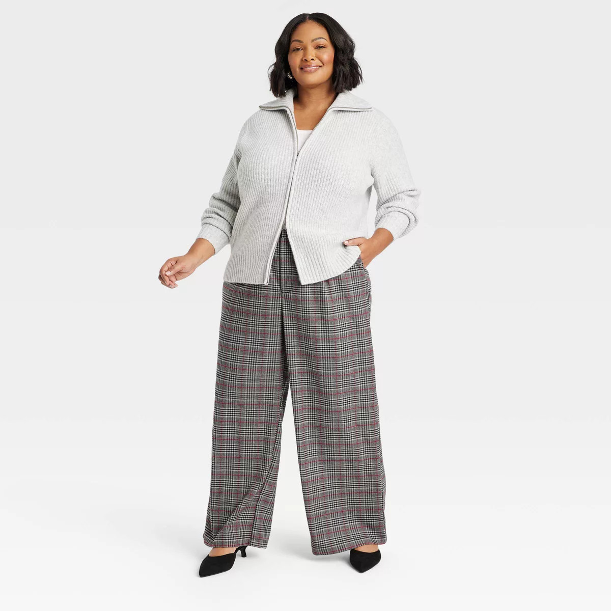 Women's Cozy Knit Double Zip Cardigan - Ava & Viv™ | Target