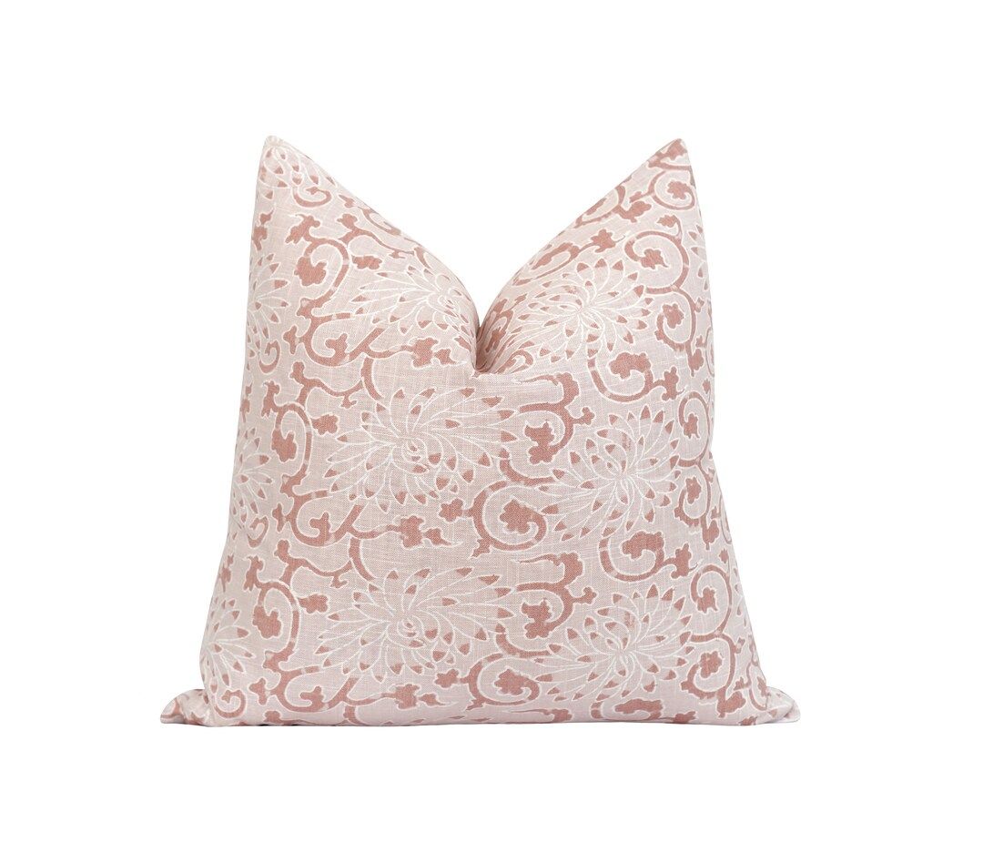 Blush Pink White Pillow Cover Designer Linen Throw Pillow - Etsy | Etsy (US)