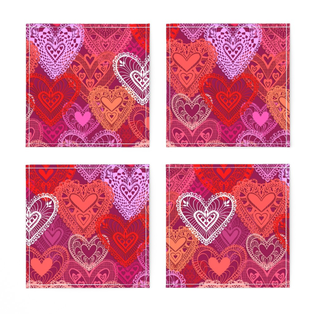 Napkins in Paper Hearts | Spoonflower