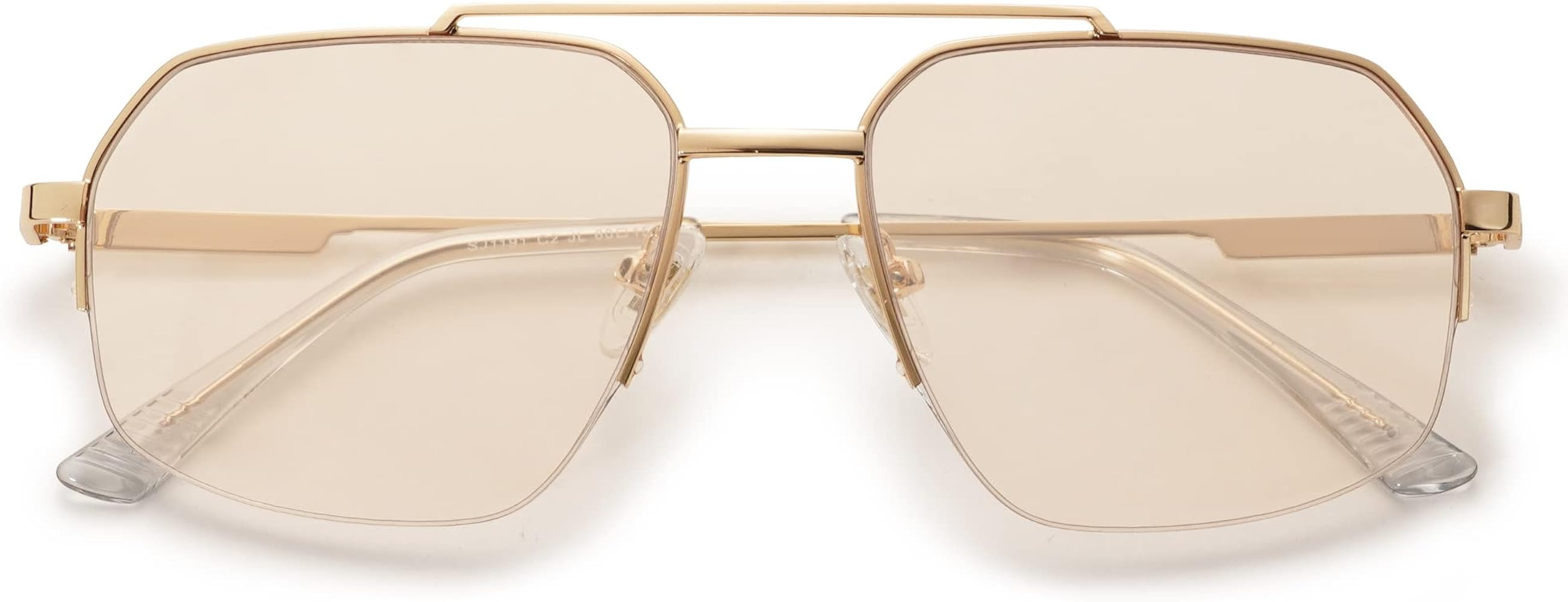 SOJOS Trendy Aviator Sunglasses Mens Womens Retro Double Bridge Metal Semi-Rimless Shades Lentes ... | Amazon (US)