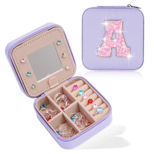 Uygafly Christmas Gifts for Teens Girls - Gifts for Teen Girl Trendy Stuff,Birthday Gifts for 5 6 7 8 9 10 11 12 13 14 15 Year Old Girls,Cute Travel Jewelry Case Small Box | Lavender,A | Amazon (US)