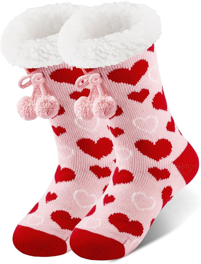 HONGTEYA Women Slipper Fuzzy Socks, Non Slip Winter Warm Fluffy Fleece Lined Cozy Soft Thick Comf... | Amazon (US)