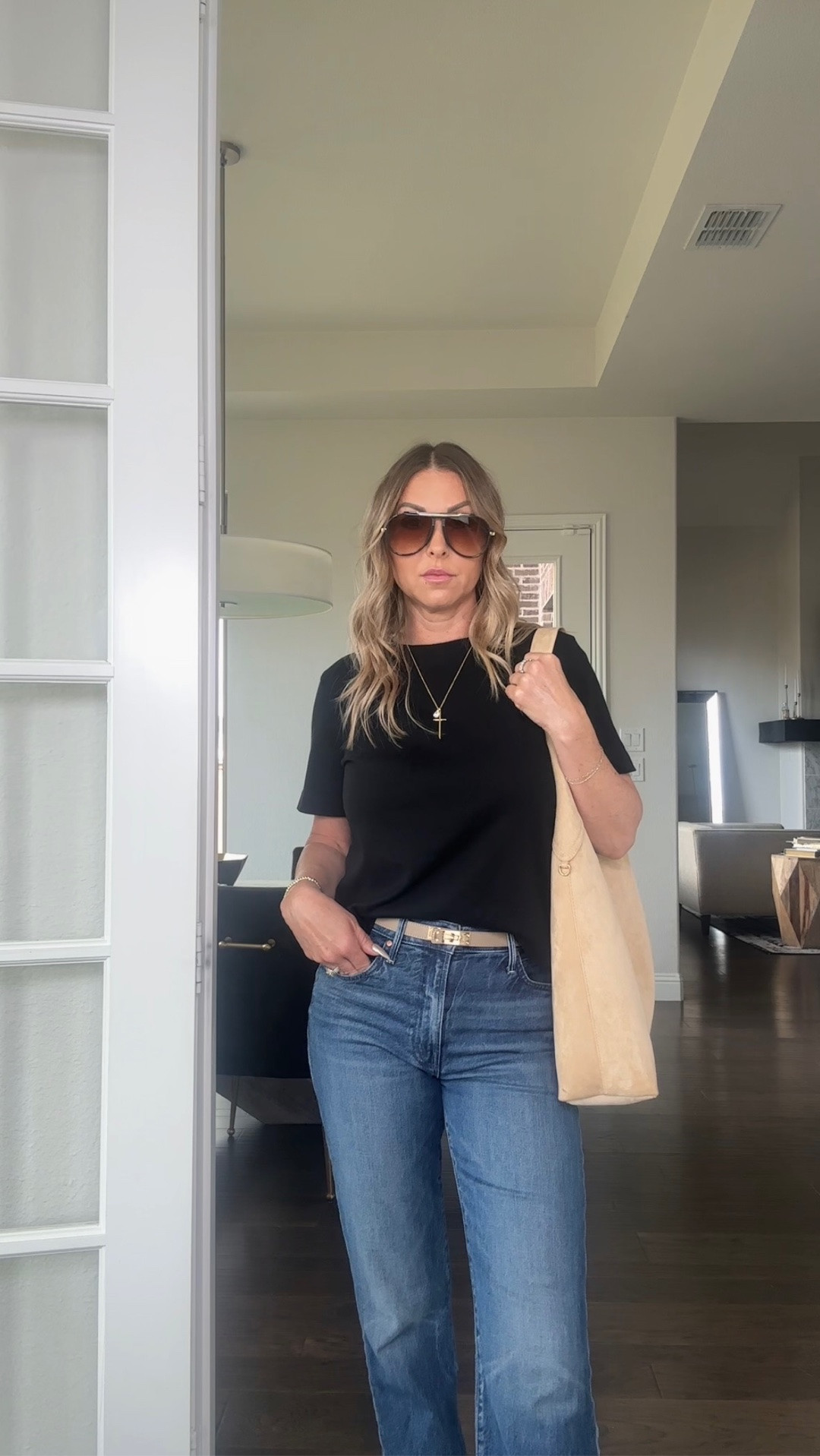Wearing a simple black tee with denim, but styled in a way that feels polished and intentional. This is my go-to formula for everyday outfits—elevated basics that work for real life.

This look is a mix of high low style with timeless pieces you’ll reach for over and over again. The fit of the tee, the straight leg denim, and the accessories are what pull everything together.

If you’re looking for over 40 style that feels effortless but still put together, this is the kind of outfit that always works.

Everything is linked for you 🤍

#LTKStyle #LTKOver40 #LTKFinds #LTKDenim #LTKCasual

#LTKgrwm #LTKootd #LTKSeasonal