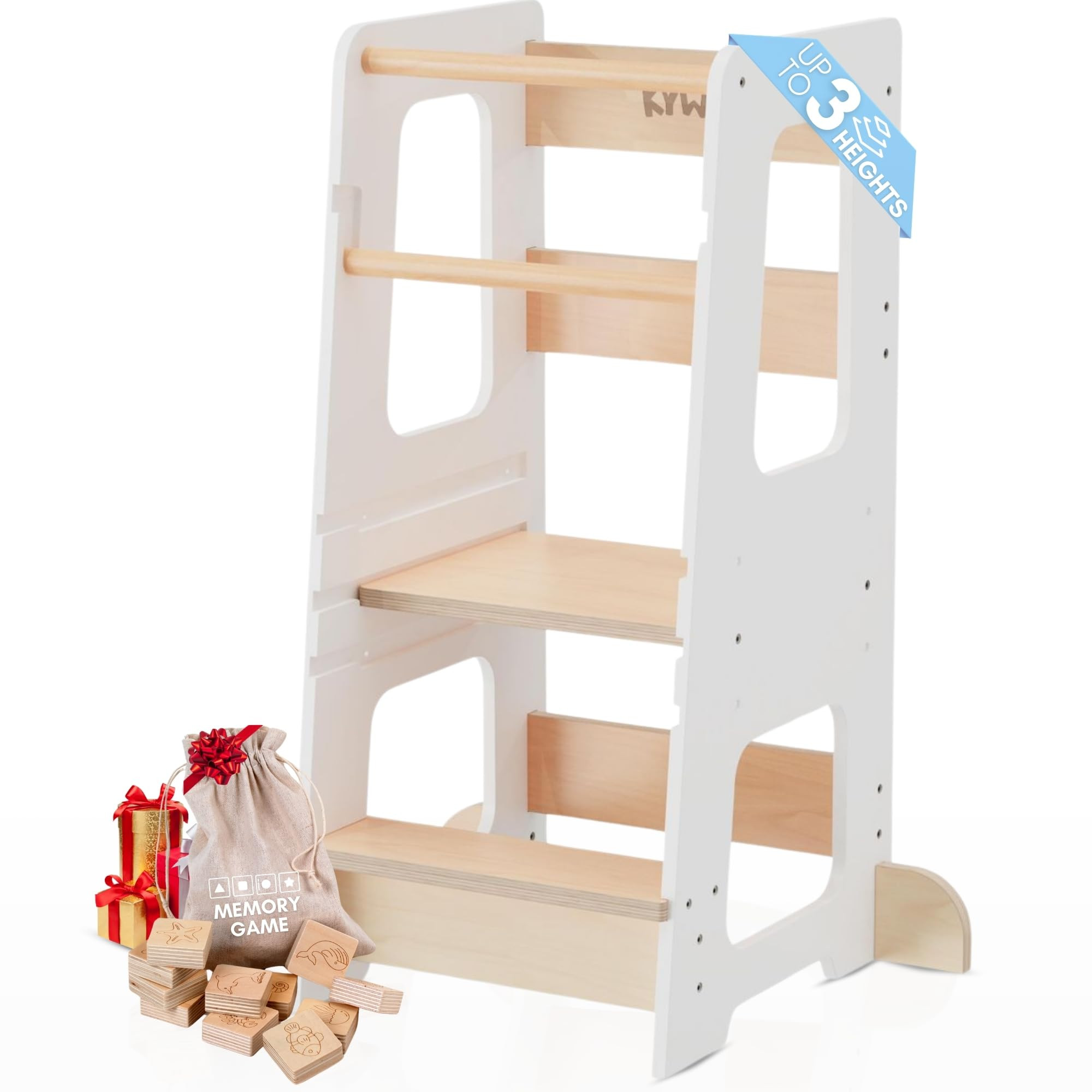 Toddler Kitchen Stool Helper – Adjustable Standing Tower with Safety Rails, Anti-Tip Design & N... | Amazon (US)