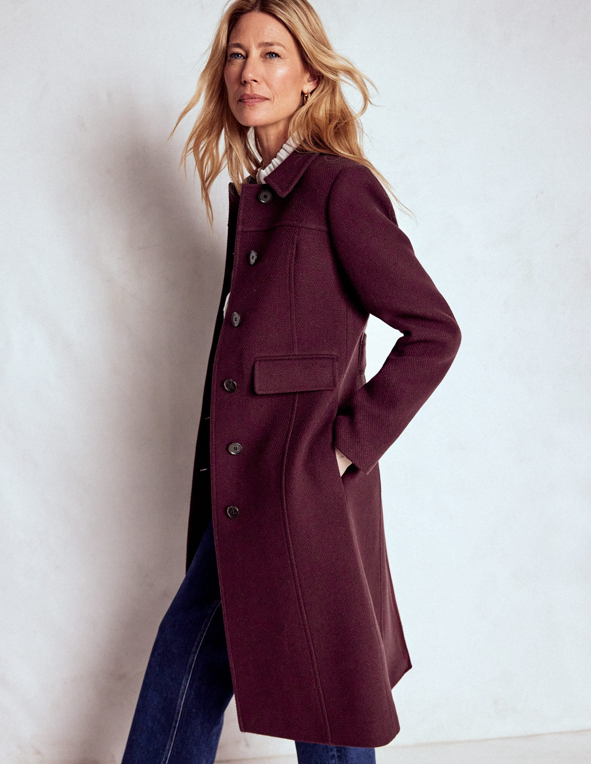 St Albans Fitted Coat-Dark Cherry | Boden (US)