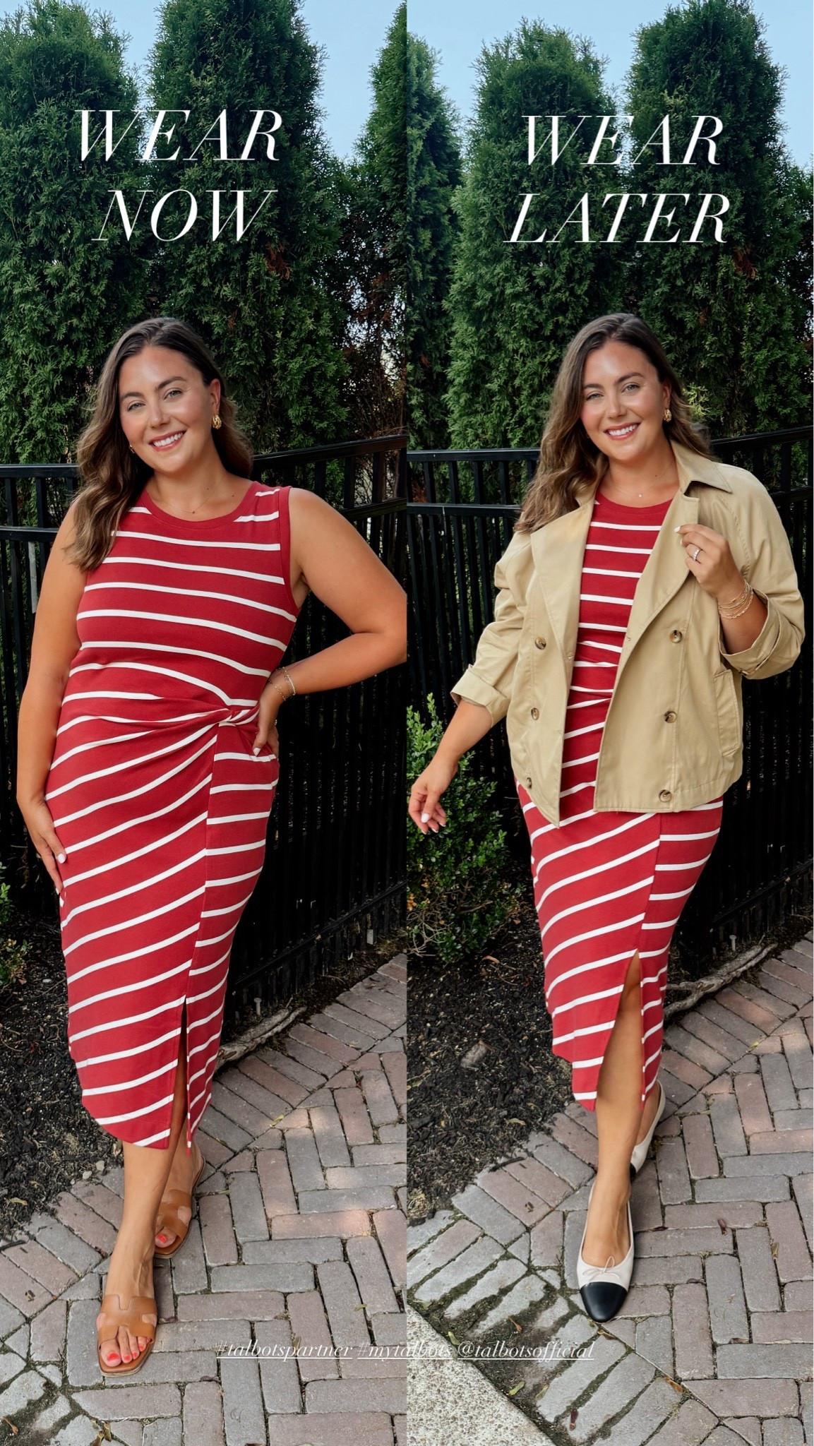@Talbots new arrivals to wear now & into fall! Wearing size 1X in dress, XL in cropped trench

#LTKSeasonal #LTKMidsize #LTKootd