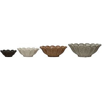 Creative Co-Op Stoneware Flower Bowls, 6" L x 6" W x 3" H, Multicolor | Amazon (US)