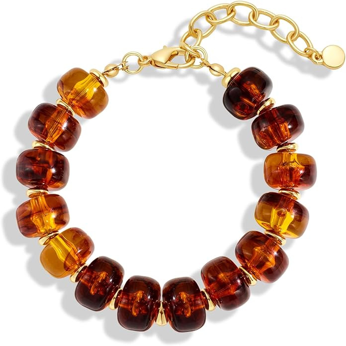 Beaded Bracelets for Women Dainty Chunky Bracelet Beaded Boho Summer Bracelet Fashion Trendy Ston... | Amazon (US)