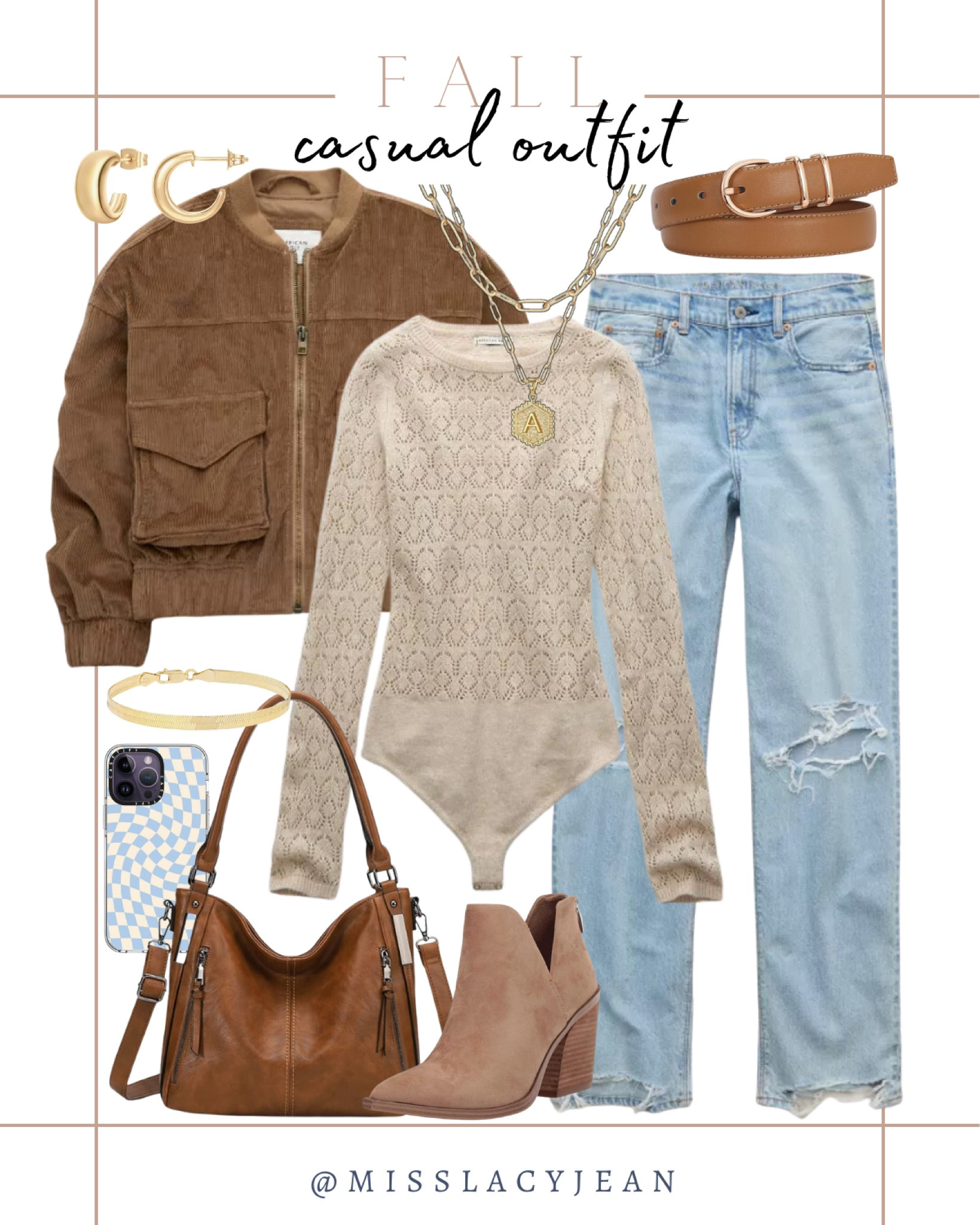 Fall casual outfit includes jeans, bodysuit, jacket, booties, bag, cell phone case, gold jewelry, and belt.

Fall outfit, casual outfit, casual fall outfit, cozy fall outfit

#LTKItBag #LTKStyleTip #LTKFindsUnder50