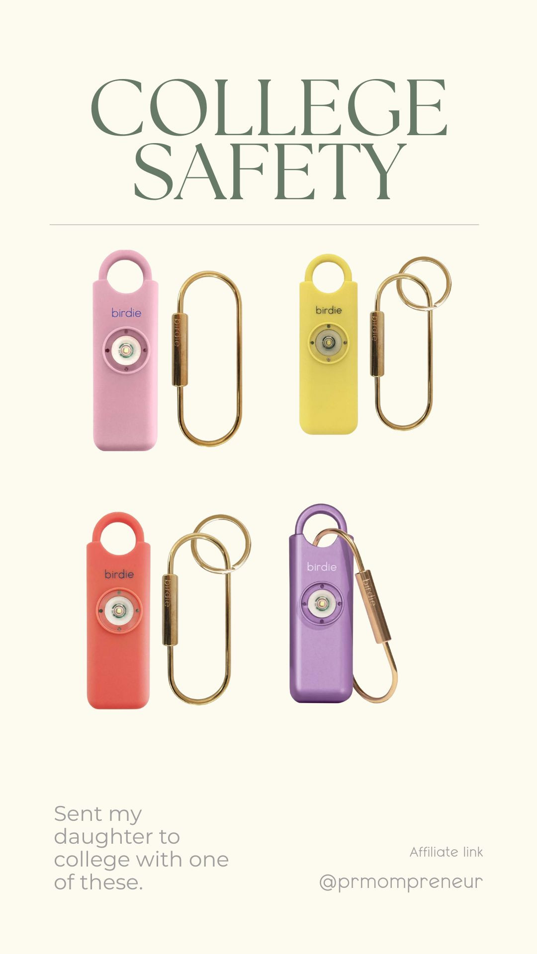 Peace of mind in your pocket. My daughter keeps this on her dorm keychain — loud, bright, and easy to use.

#CollegeSafety #DormLife #CampusSafety #BackToCollege #PersonalSafety #BirdieAlarm #LTKBackToSchool #LTKFinds #SafetyFirst 

 #LTKTravel #LTKKids #LTKFamily