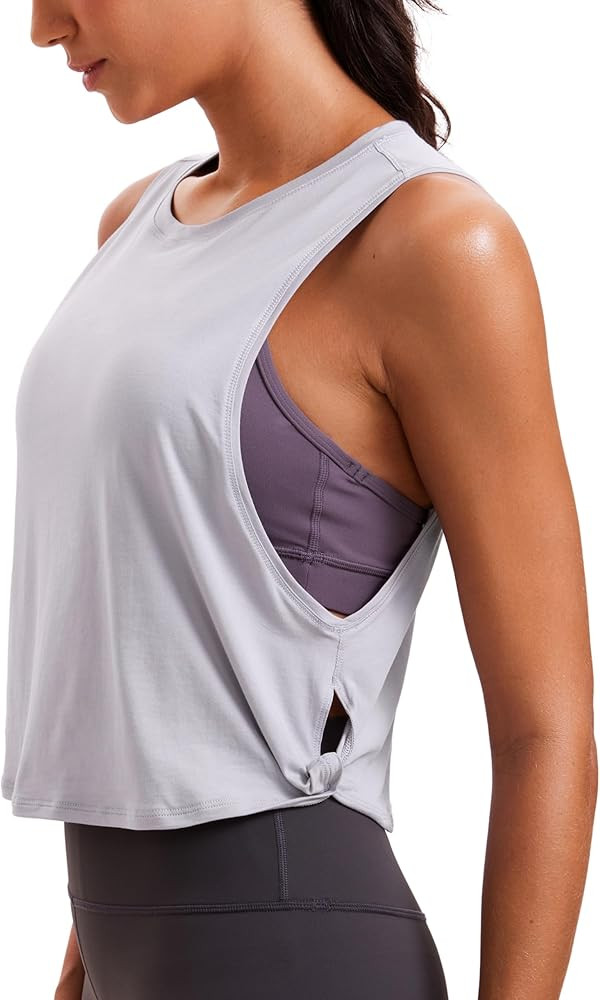 CRZ YOGA Pima Cotton Cropped Workout Tank Tops for Women - Sleeveless Sports Athletic Yoga Runnin... | Amazon (US)