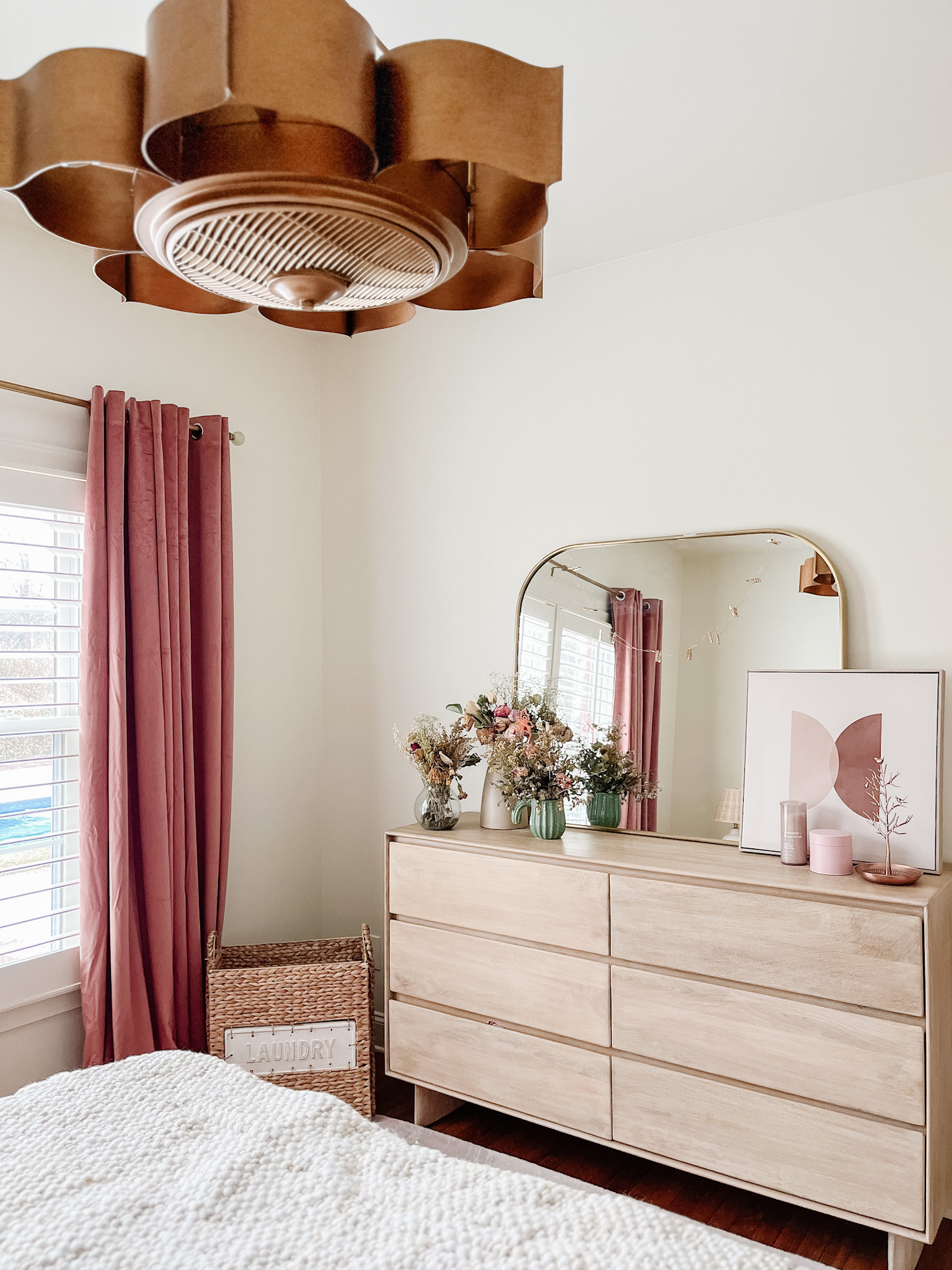 Soft, elevated, and designed to grow with her 💕 We transformed this teen bedroom with warm neutral walls, blush accents that read like a subtle neutral, and thoughtfully layered textures. Crisp white bedding sets a clean foundation, while linen, velvet, and brushed brass details add depth and polish. Swapping posters for curated framed art made the space feel intentional and timeless. Shop a similar layered teen bedroom look below ✨ 

 #LTKTravel