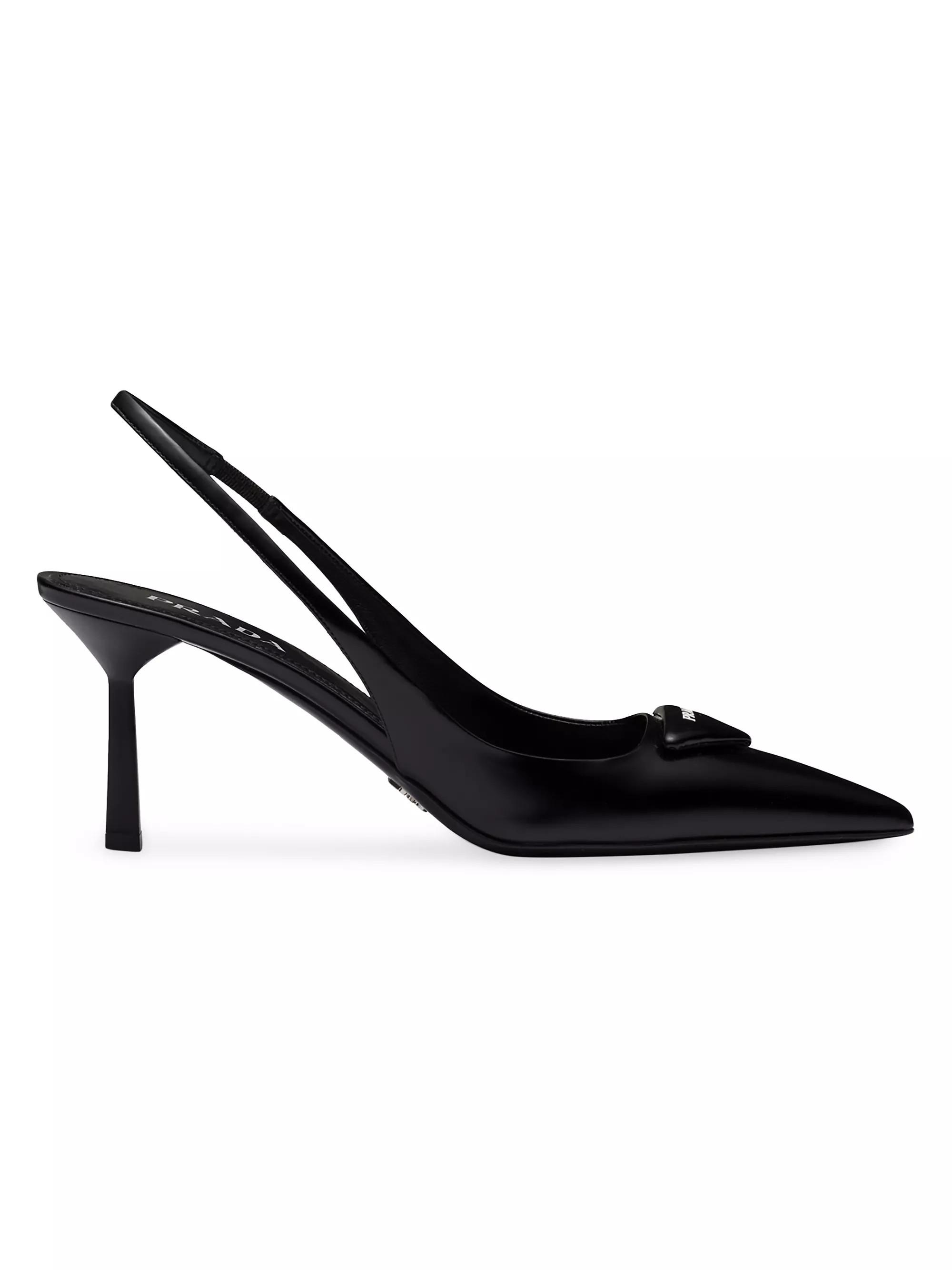 Prada Brushed 75MM Leather Slingback Pumps | Saks Fifth Avenue | Saks Fifth Avenue