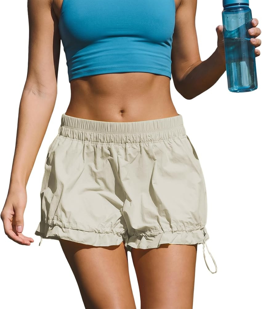 SeeLuNa Athletic Shorts for Women Durable Elastic Mid Rise Drawcord hems Pants Water Proof Nylon ... | Amazon (US)