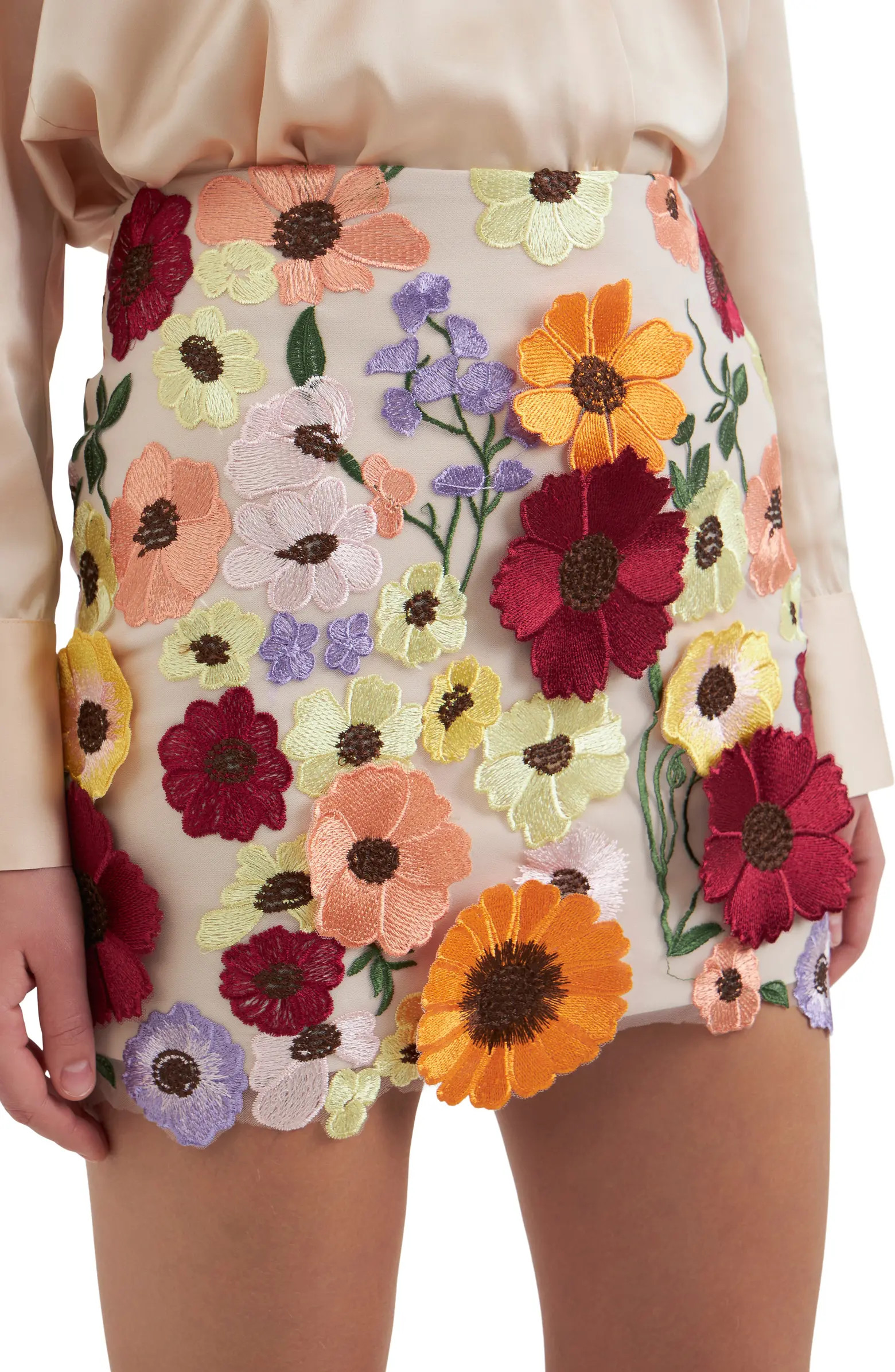 Endless Rose Floral Embroidered High Waist Miniskirt | Nordstrom | Nordstrom