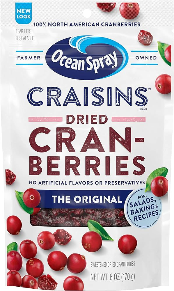 Ocean Spray Craisins Dried Cranberries, 6 Ounce Resealable Bag | Amazon (US)