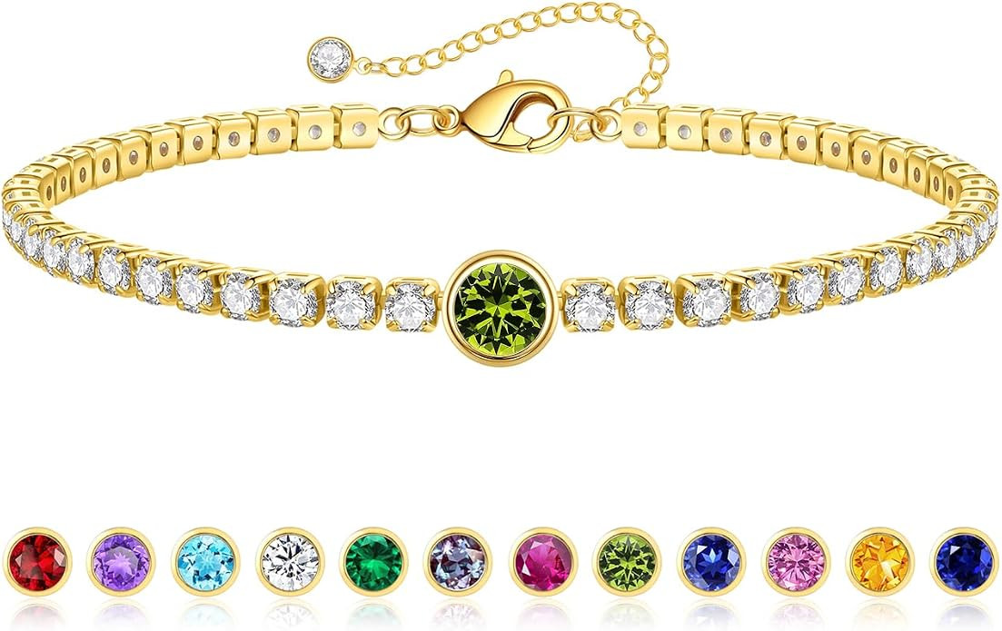 Birthstone Bracelets for Women,Bezel CZ Tennis Bracelet | Amazon (US)