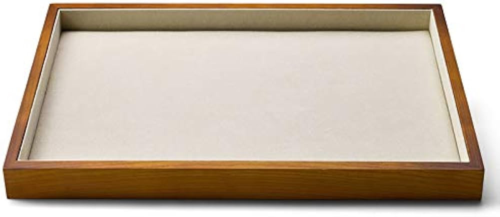 Oirlv Wood Flat Jewelry Tray Stackable Jewelry Drawer Organizer Showcase Jewelry Holder (Creamy-w... | Amazon (US)