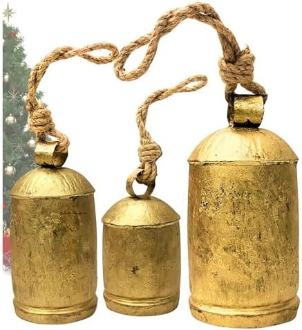 Decorative Cow Bells Set of 3 Large Harmony Bells - Vintage Giant Christmas Bells, Country Rustic... | Amazon (US)