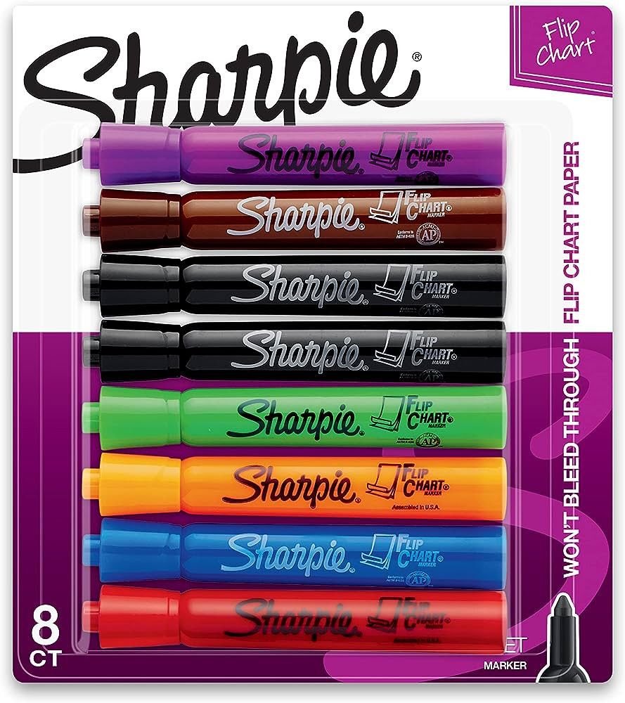 SHARPIE Flip Chart Markers, Bullet Tip, Assorted Colors, 8 Pack | Amazon (US)