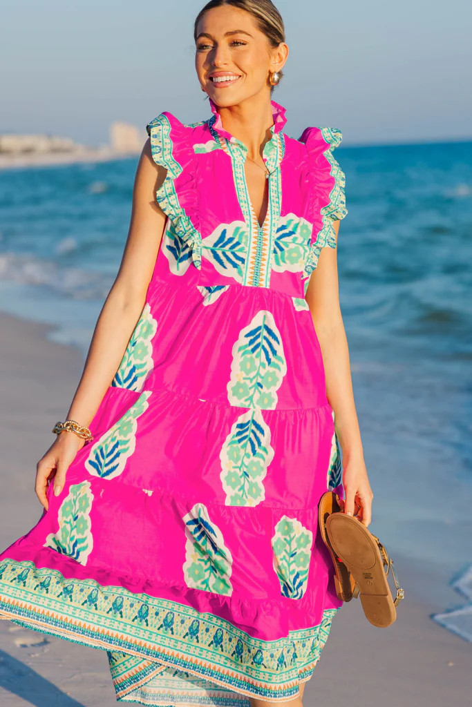 Best One Yet Pink Medallion Midi Dress | The Mint Julep Boutique