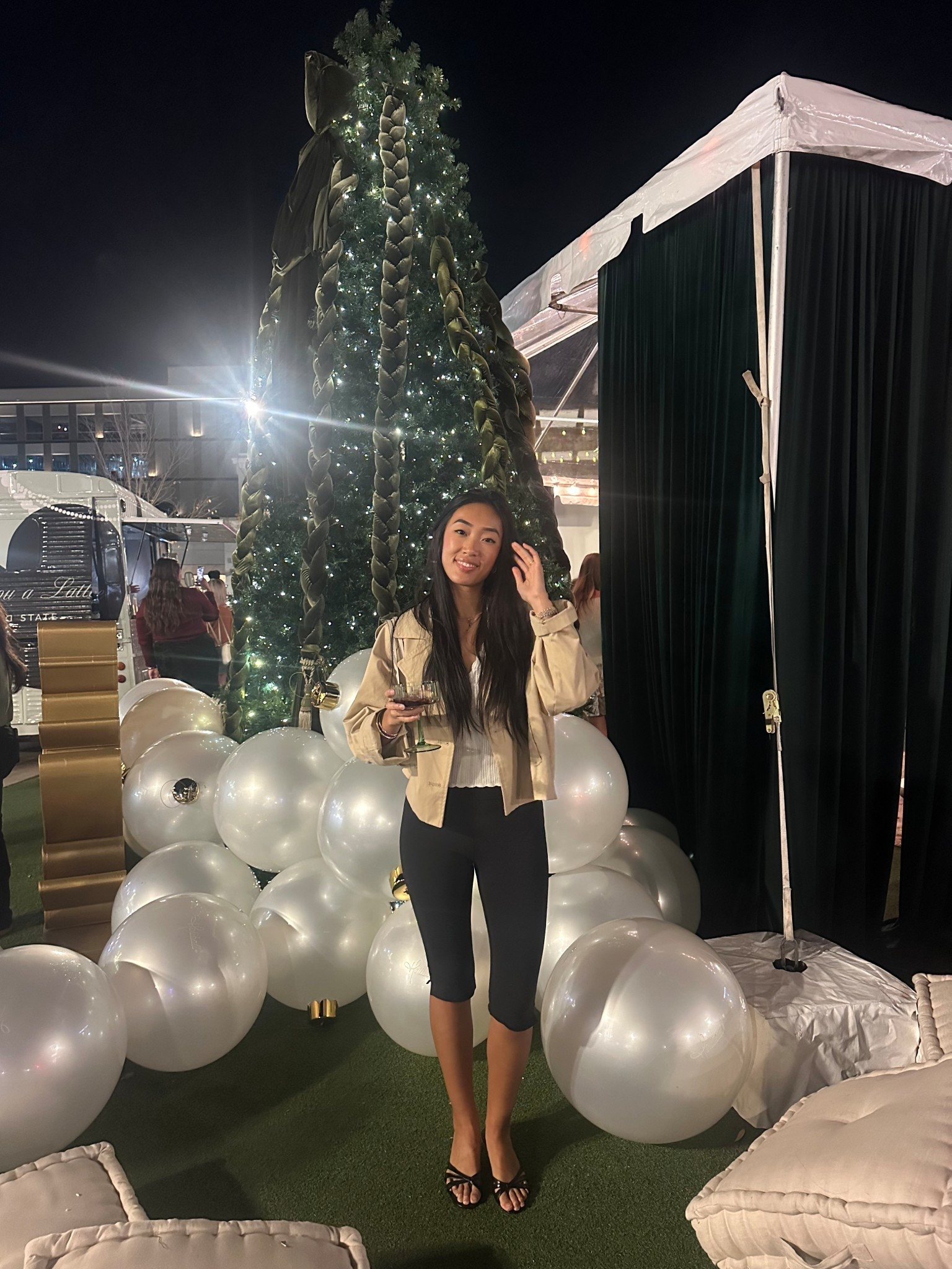 Holiday outfit, capris outfit, casual work outfit. Capris from lululemon. Short trench coat from hm paired with kitten heels! 

#LTKHoliday #LTKWorkwear #LTKStyleTip