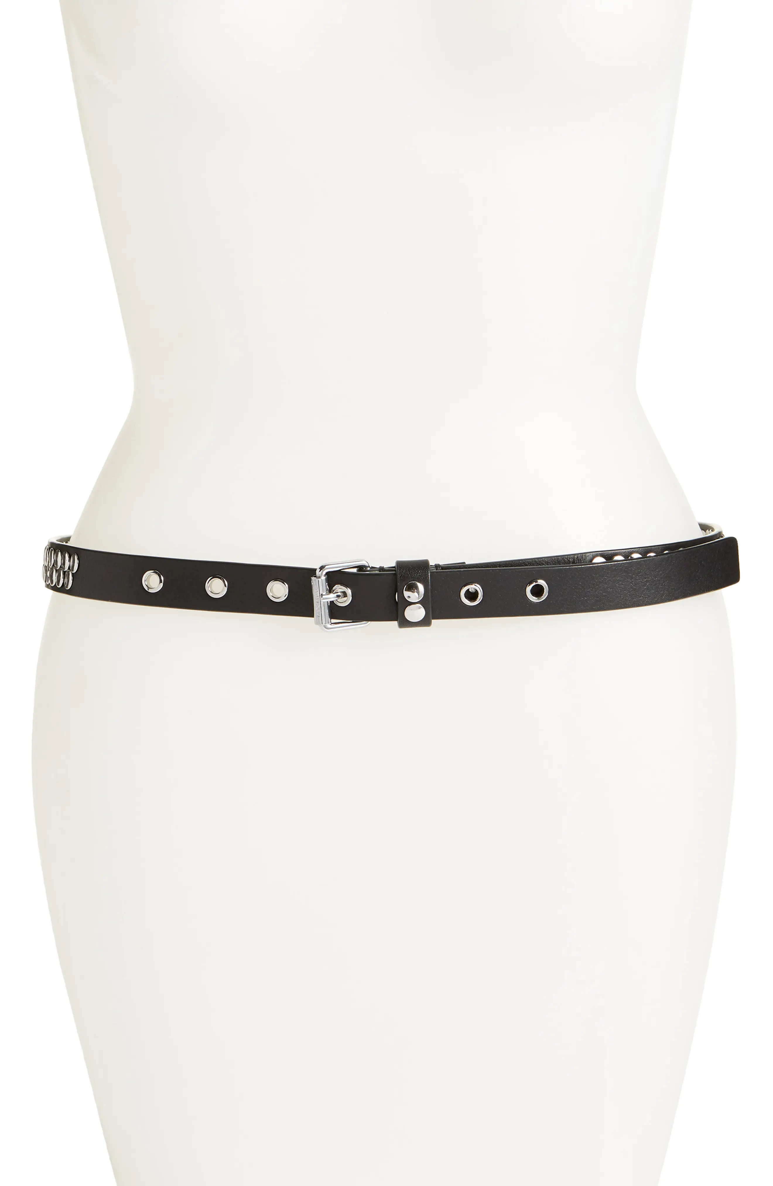 Women's Allsaints Layered Stud Leather Belt, Size Medium - Black | Nordstrom
