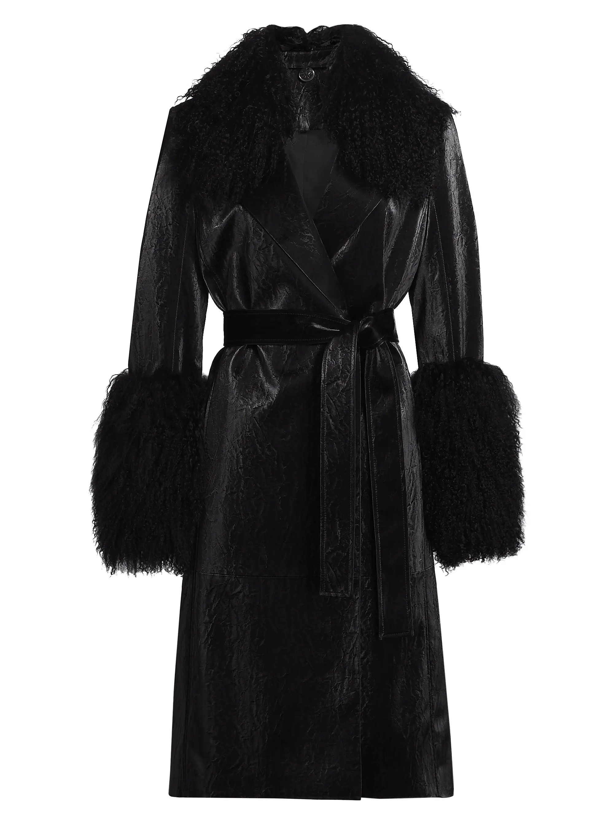 Viv Fur-Trimmed Belted Coat | Saks Fifth Avenue