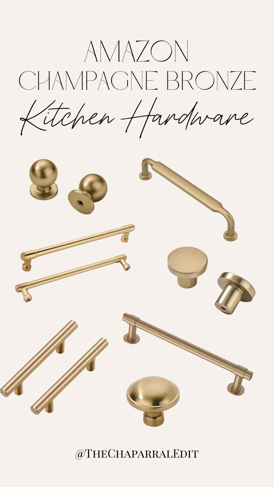 Champagne bronze kitchen hardware is one of the finishing details that can completely transform a space.

For our kitchen remodel, we’re pairing Benjamin Moore White Dove cabinets with a white oak island, and these are the champagne bronze knobs and pulls I’m considering. They add just the right amount of warmth and contrast while keeping the look timeless and organic modern.

I’ve linked all of my favorite kitchen hardware options below if you’re planning a kitchen renovation or updating your cabinets.

#LTKHome