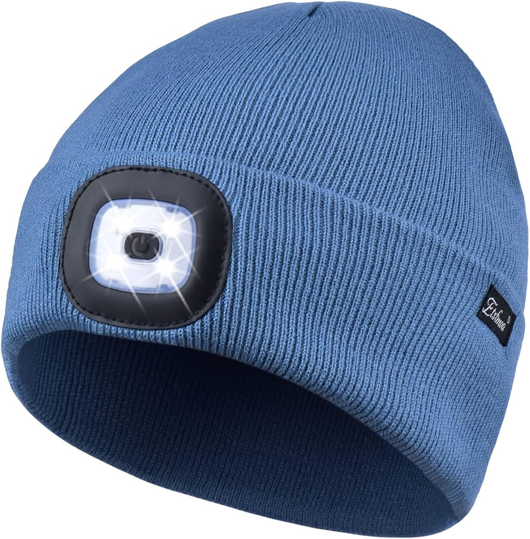 Etsfmoa Unisex Beanie Hat with The Light Gifts for Men Dad Father USB Rechargeable Caps | Amazon (US)