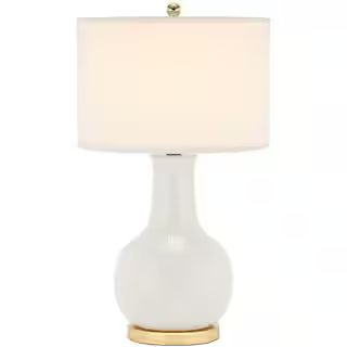 SAFAVIEH Paris 27.5 in. Light Gray Gourd Ceramic Table Lamp with White Shade-LIT4024E - The Home ... | The Home Depot