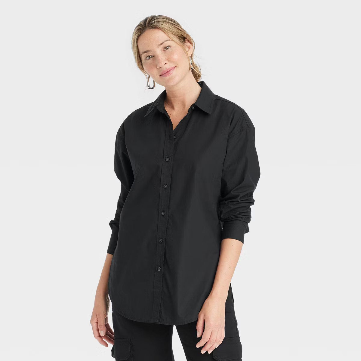 Women's Oversized Long Sleeve Collared Button-Down Shirt - Universal Thread | Target