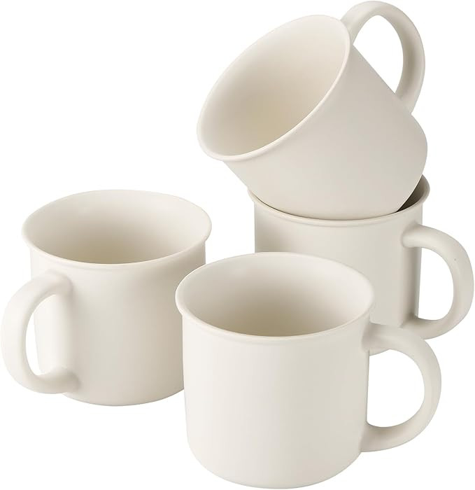 Edenseelake White Coffee Mugs Set of 4, 12 Ounce Coffee Mugs with Handles, Ceramic Coffee Cups, P... | Amazon (US)
