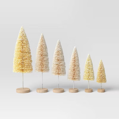 6ct Sisal Bottle Brush Tree Christmas Figurine Set White Neutral - Wondershop™ | Target