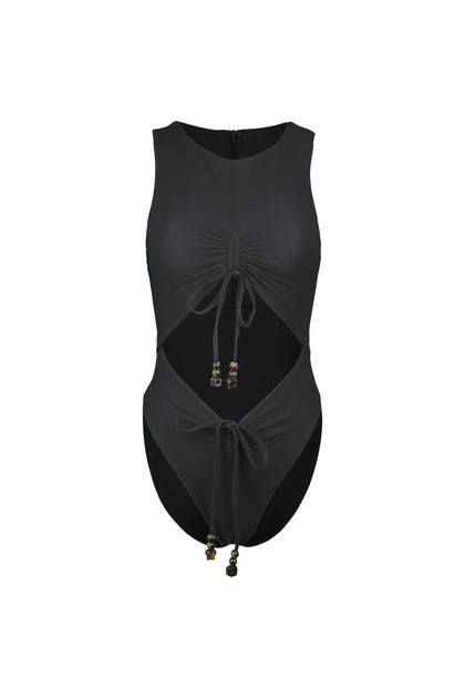 Taylor One Piece (Faux Suede Black) | SAME