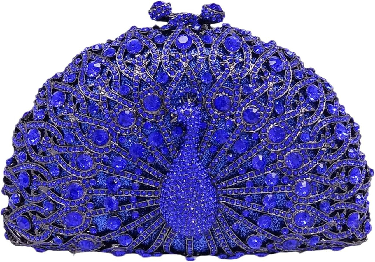 Boutique De FGG Peacock Rhinestone Clutch Purses for Women Evening Handbags Wedding Hardcase Part... | Amazon (US)