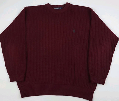 Vintage 90s Nautica Heavyweight Cotton Knit Sweater Sail Sport USA Burgundy XL | eBay US