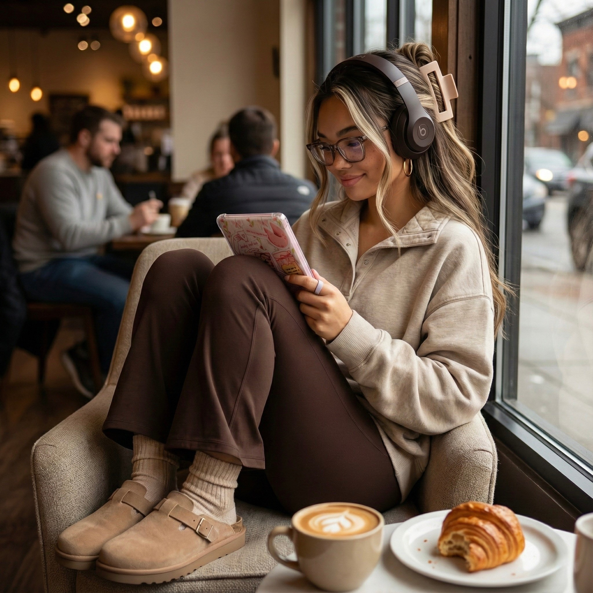 Cozy café reading day ☕📖✨
Linked my half-zip, flares, clogs, Beats + my cute Kindle case — everything I’m using here. Perfect soft morning reset vibes. Get the look while some things are still on sale ending today! 🐻



#NeutralOutfit
#CozyStyle
#WinterOutfit
#AerieStyle
#SoftAesthetic
#CasualOOTD
#LTKFinds
#LifestyleLooks
#AmazonFinds  #LTKCyberWeek 

#LTKHoliday #LTKSeasonal #LTKSeasonal #LTKdayinmylife