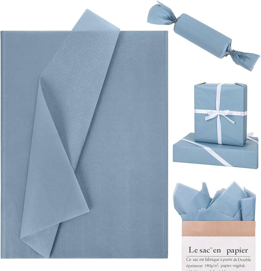 Whaline 100 Sheets Dusty Blue Tissue Paper Pastel Blue Gift Wrapping Paper Bulk Solid Color DIY A... | Amazon (US)