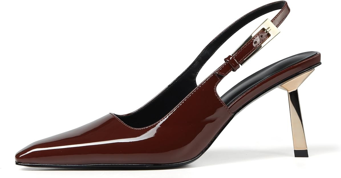 iiimmu Slingback Heels for Women Closed Toe 3.5 in Kitten Heels Women Pumps Square Toe Heeled San... | Amazon (US)