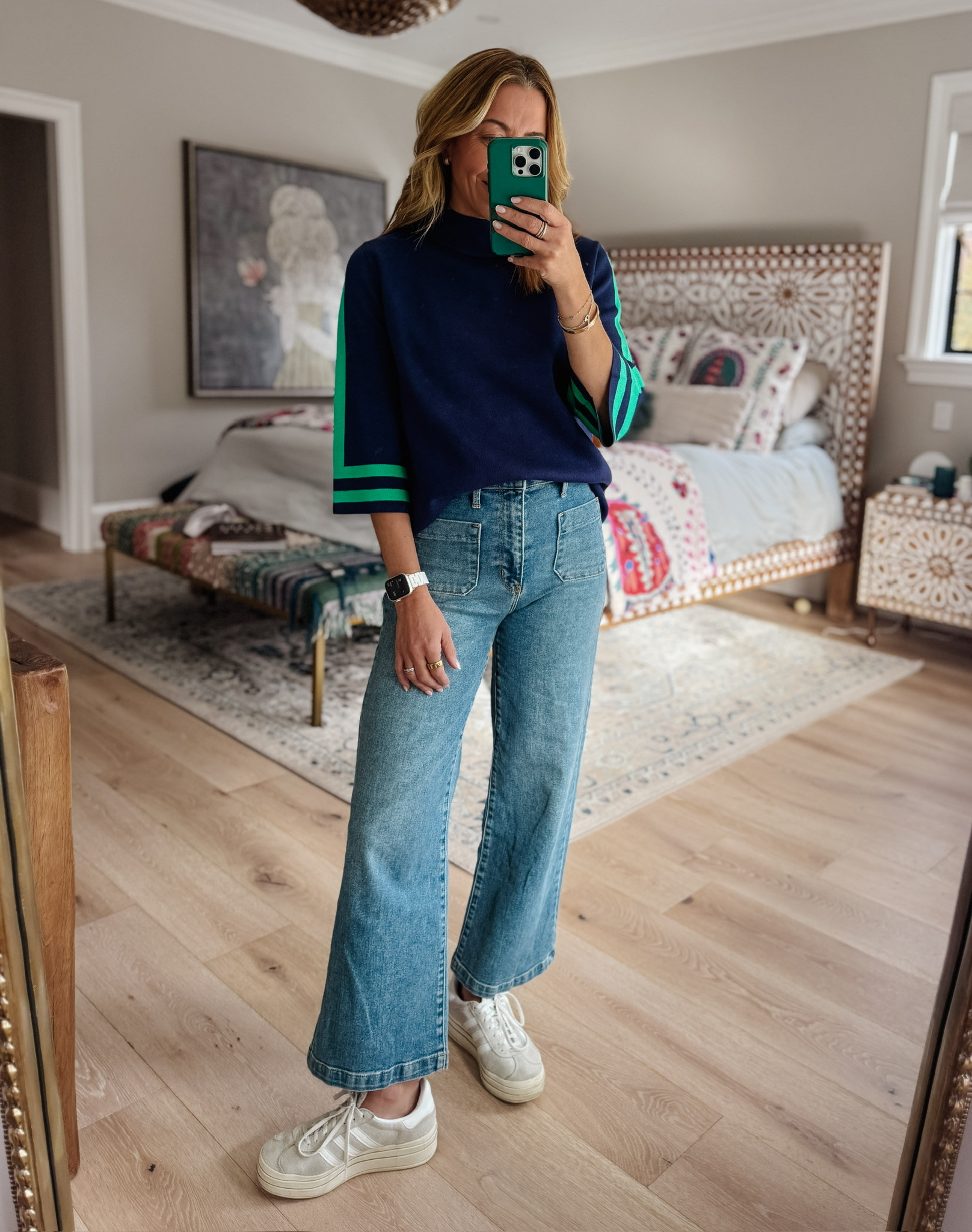 It’s all about the top. The sporty stripe detail is what takes this from basic jeans to an outfit that is ready to take on the day!  

 #LTKdayinmylife #LTKgrwm #LTKootd